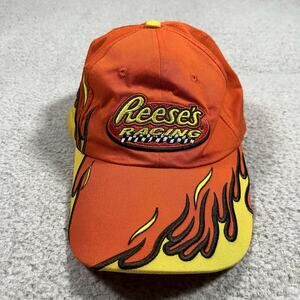 Reeses Peanut Butter Cup Hat Cap Racing Flames Orange Adjustable VTG Candy Promo